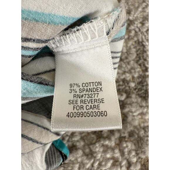 Dana Buchman Size S Abstract Striped V Neck Top 3/4 Sleeve Button Shirt Casual - Picture 8 of 10